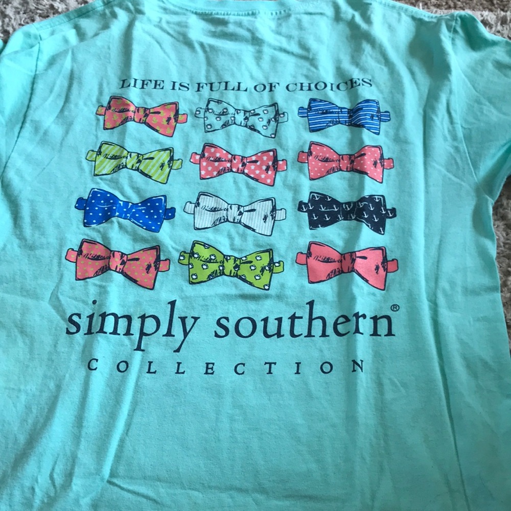 Simply Southern blue bow tie shirt
